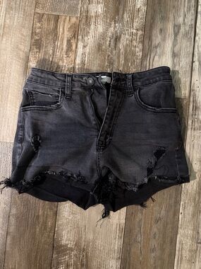 Black Distressed Women's Denim Shorts